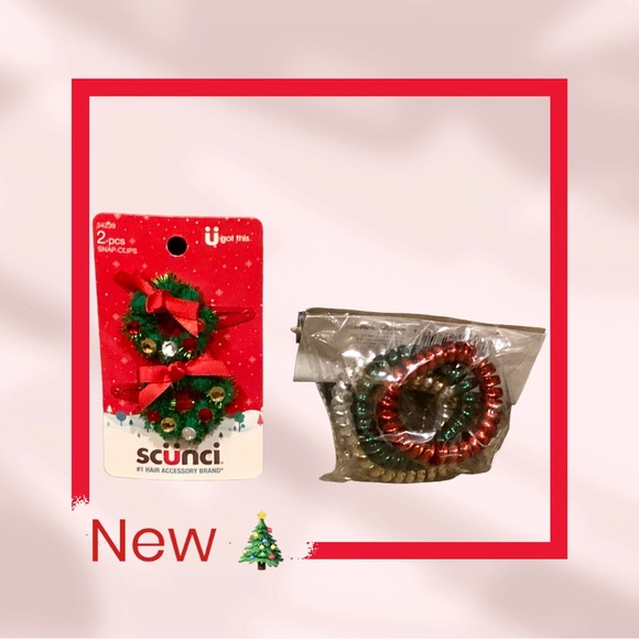 scunci Other - Set of 2 Wreath Snap Clips & Pack of 4 Spiral Ponytail Holders, 🆕From SC…